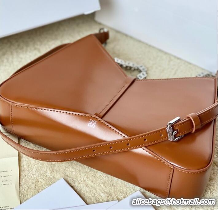 New Cheap Givenchy Small Cut Out bag in shiny leather with chain 19119 Brown 2023