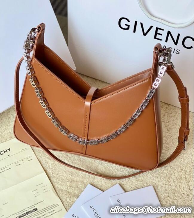 New Cheap Givenchy Small Cut Out bag in shiny leather with chain 19119 Brown 2023