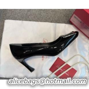 Popular Style Roger Vivier Trompette Pumps 7cm in Patent Leather with Buckle Black/Silver 1030086