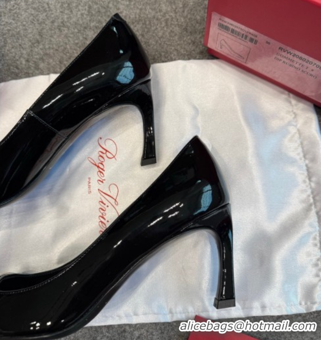 Popular Style Roger Vivier Trompette Pumps 7cm in Patent Leather with Buckle Black/Silver 1030086