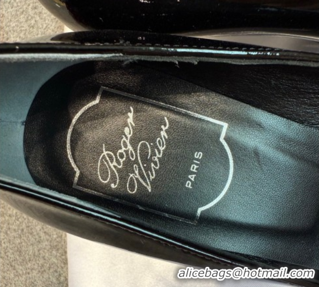 Popular Style Roger Vivier Trompette Pumps 7cm in Patent Leather with Buckle Black/Silver 1030086