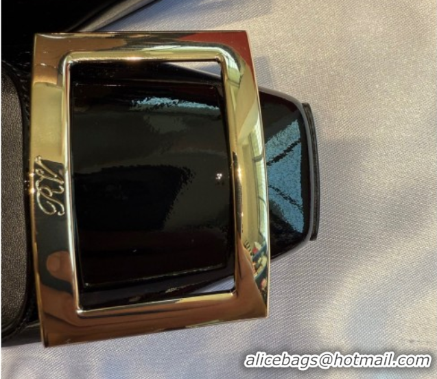 Top Grade Roger Vivier Trompette Pumps 7cm in Patent Leather with Buckle Black/Gold 1030087