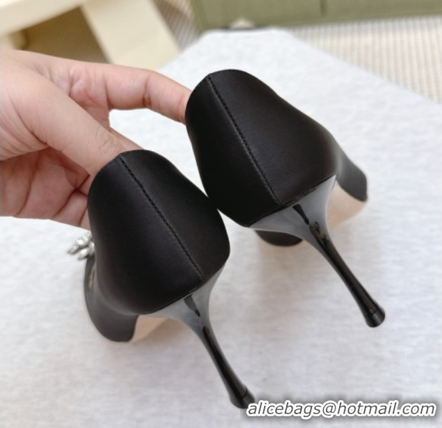 Buy Luxury Roger Vivier Jewel Pumps 8.5cm in Satin Black 1030090