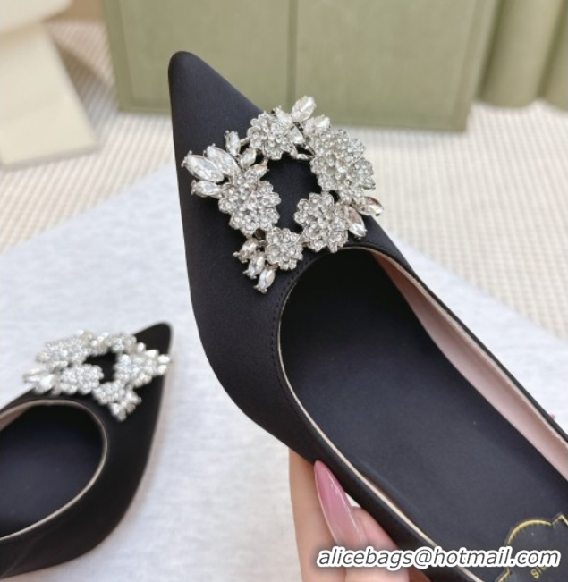 Buy Luxury Roger Vivier Jewel Pumps 8.5cm in Satin Black 1030090