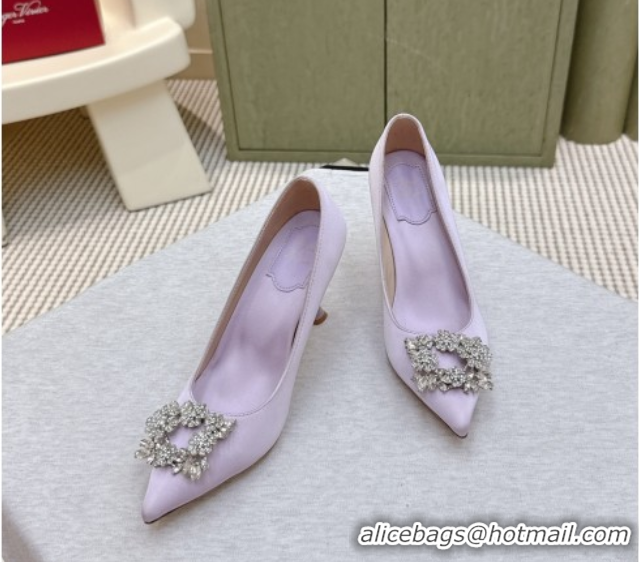 Perfect Roger Vivier Jewel Pumps 8.5cm in Satin Purple 1030091