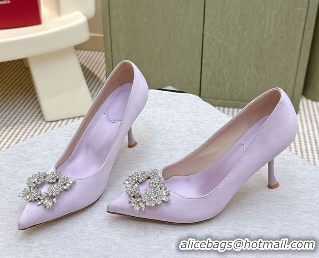Perfect Roger Vivier Jewel Pumps 8.5cm in Satin Purple 1030091
