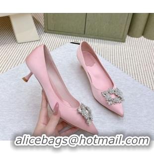 Good Quality Roger Vivier Jewel Pumps 4.5cm in Satin Pink 1030093