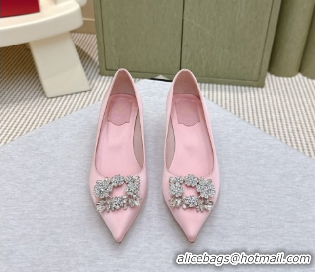 Good Quality Roger Vivier Jewel Pumps 4.5cm in Satin Pink 1030093