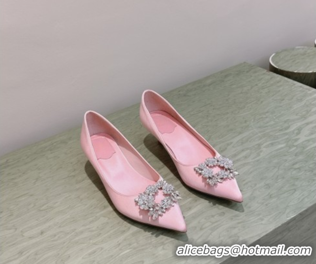 Good Quality Roger Vivier Jewel Pumps 4.5cm in Satin Pink 1030093