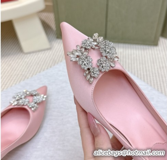 Good Quality Roger Vivier Jewel Pumps 4.5cm in Satin Pink 1030093
