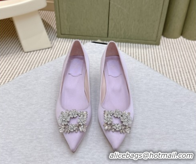 Luxurious Roger Vivier Jewel Pumps 4.5cm in Satin Purple 1030094