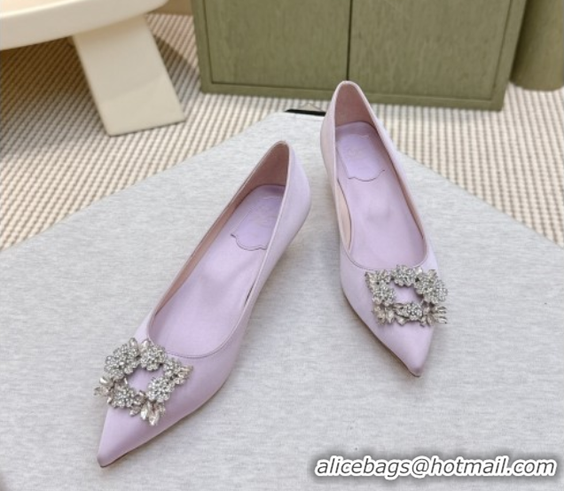 Luxurious Roger Vivier Jewel Pumps 4.5cm in Satin Purple 1030094