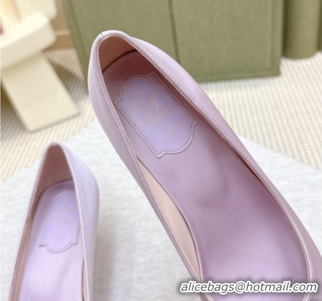 Luxurious Roger Vivier Jewel Pumps 4.5cm in Satin Purple 1030094