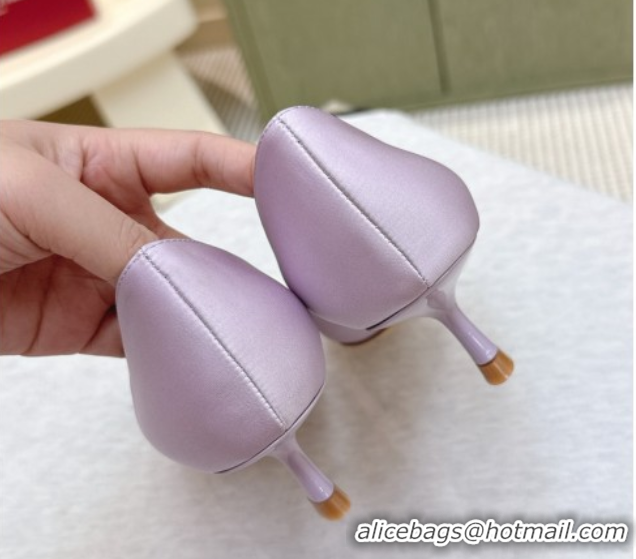 Luxurious Roger Vivier Jewel Pumps 4.5cm in Satin Purple 1030094