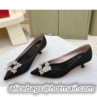 Best Grade Roger Vivier Jewel Pumps 4.5cm in Satin Black 1030095