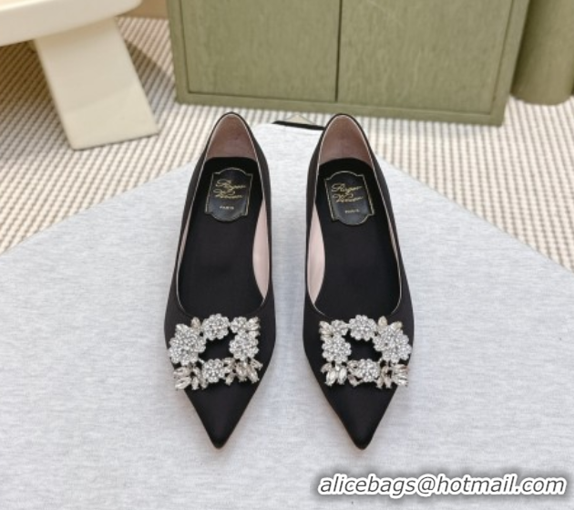 Best Grade Roger Vivier Jewel Pumps 4.5cm in Satin Black 1030095
