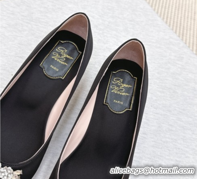 Best Grade Roger Vivier Jewel Pumps 4.5cm in Satin Black 1030095