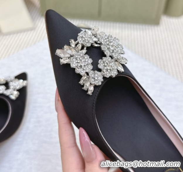 Best Grade Roger Vivier Jewel Pumps 4.5cm in Satin Black 1030095