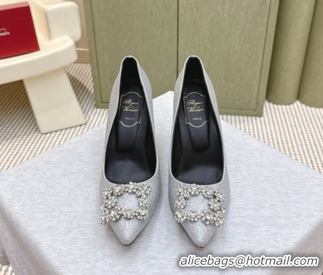 Good Looking Roger Vivier Efflorescence Jewel Pumps 8.5cm in Silver Glitter 1030096