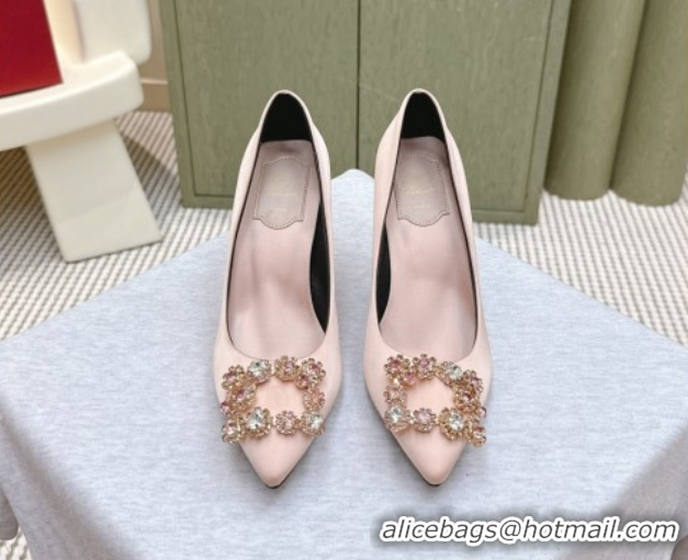 Unique Style Roger Vivier Efflorescence Jewel Pumps 8.5cm in Satin Pink 1030098