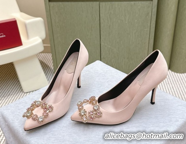 Unique Style Roger Vivier Efflorescence Jewel Pumps 8.5cm in Satin Pink 1030098