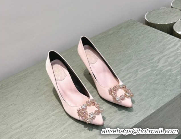 Unique Style Roger Vivier Efflorescence Jewel Pumps 8.5cm in Satin Pink 1030098