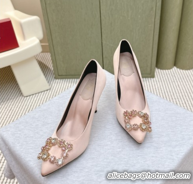 Unique Style Roger Vivier Efflorescence Jewel Pumps 8.5cm in Satin Pink 1030098