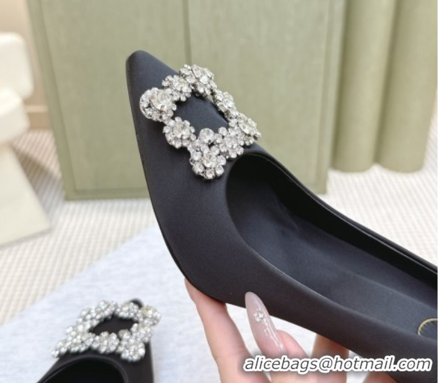 Roger Vivier Efflorescence Jewel Pumps 8.5cm in Satin Black 1030099