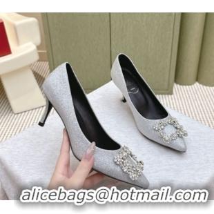 Purchase Roger Vivier Efflorescence Jewel Pumps 6.5cm in Silver Glitter 1030100