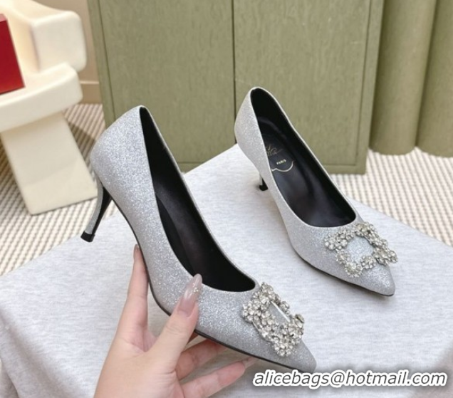 Purchase Roger Vivier Efflorescence Jewel Pumps 6.5cm in Silver Glitter 1030100