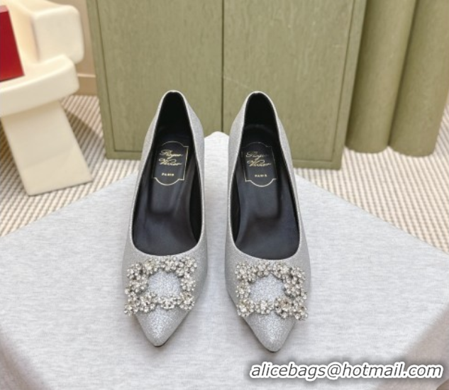 Purchase Roger Vivier Efflorescence Jewel Pumps 6.5cm in Silver Glitter 1030100