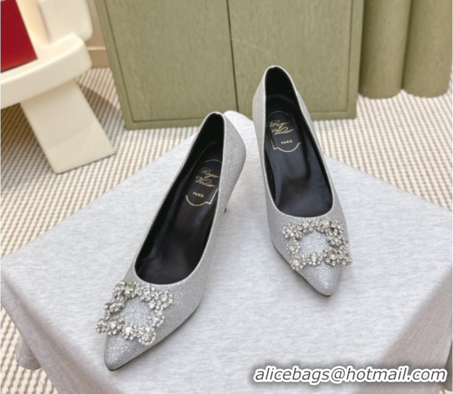 Purchase Roger Vivier Efflorescence Jewel Pumps 6.5cm in Silver Glitter 1030100