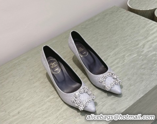 Purchase Roger Vivier Efflorescence Jewel Pumps 6.5cm in Silver Glitter 1030100