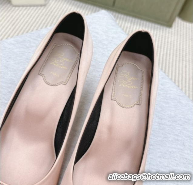 Good Quality Roger Vivier Efflorescence Jewel Pumps 6.5cm in Satin Pink 1030101