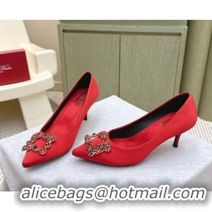 Best Price Roger Vivier Efflorescence Jewel Pumps 6.5cm in Satin Red 1030102