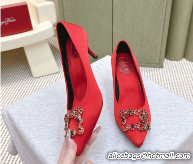 Best Price Roger Vivier Efflorescence Jewel Pumps 6.5cm in Satin Red 1030102