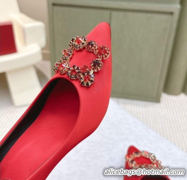 Best Price Roger Vivier Efflorescence Jewel Pumps 6.5cm in Satin Red 1030102