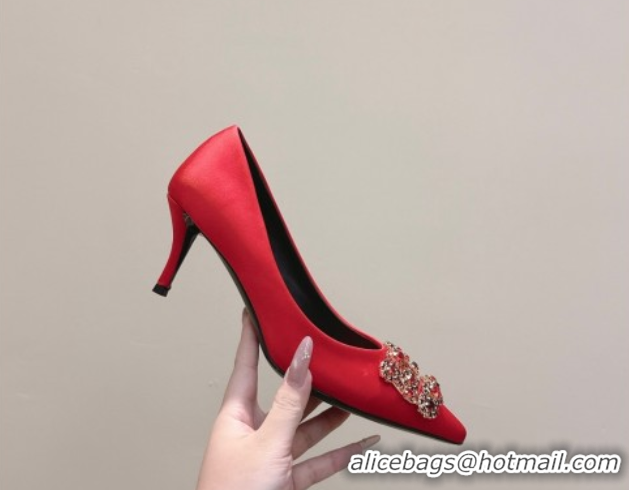 Best Price Roger Vivier Efflorescence Jewel Pumps 6.5cm in Satin Red 1030102