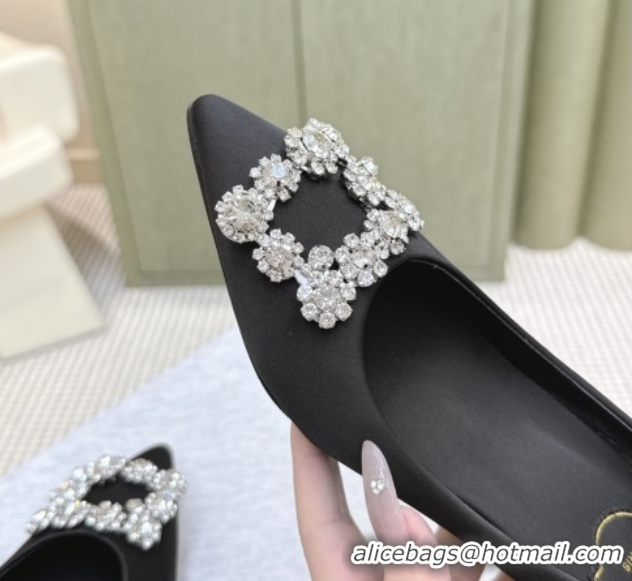 Pretty Style Roger Vivier Efflorescence Jewel Pumps 6.5cm in Satin Black 1030103