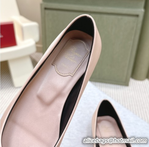 Top Grade Roger Vivier Efflorescence Jewel Ballerinas Flat in Satin Pink 1030105