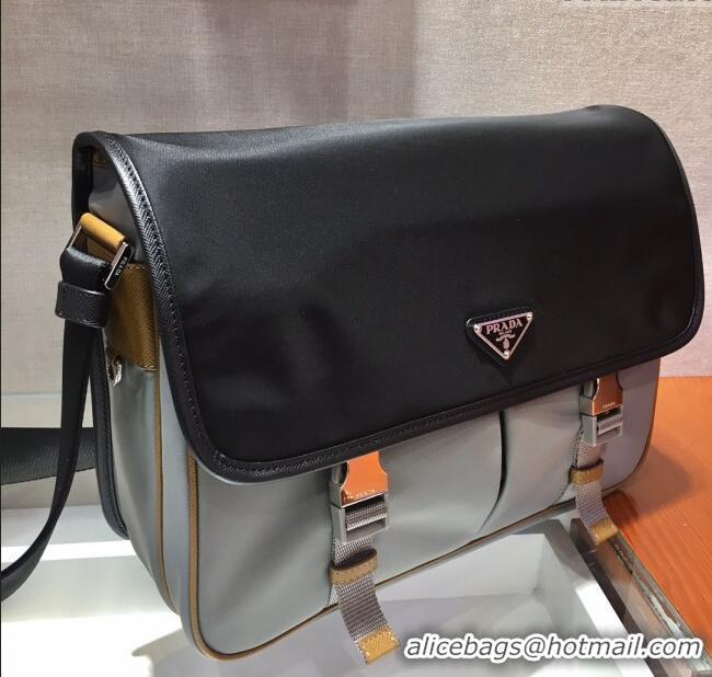 Reasonable Price Prada Mens Nylon Cross-Body Messenger Bag 2VD768 Grey/Black 2025