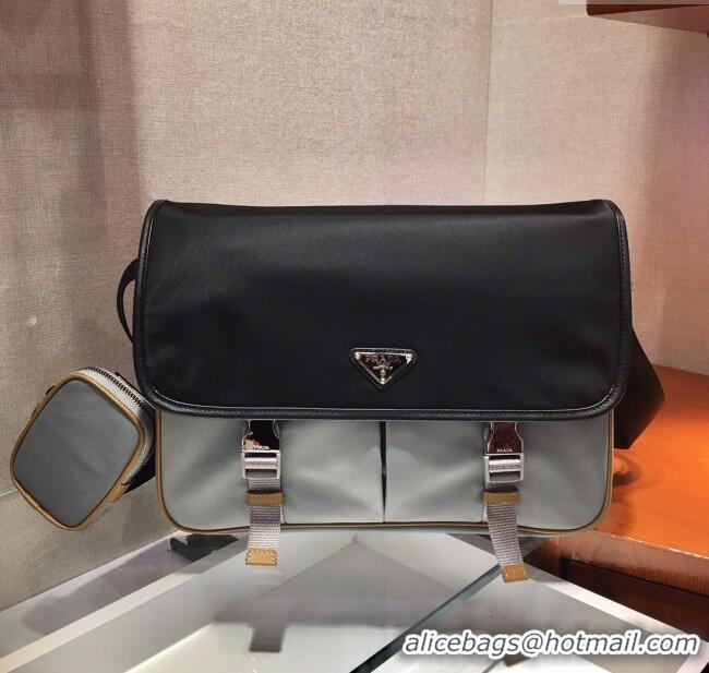Reasonable Price Prada Mens Nylon Cross-Body Messenger Bag 2VD768 Grey/Black 2025