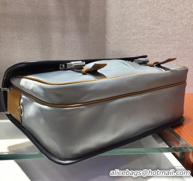 Reasonable Price Prada Mens Nylon Cross-Body Messenger Bag 2VD768 Grey/Black 2025
