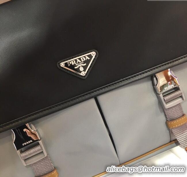 Reasonable Price Prada Mens Nylon Cross-Body Messenger Bag 2VD768 Grey/Black 2025