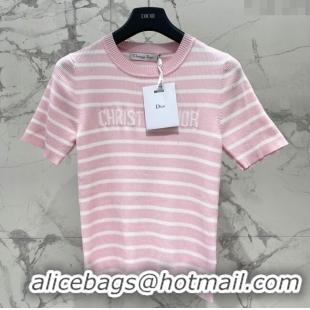 Promotional Dior Knit Short-sleeved Sweater D072415 Pink 2025