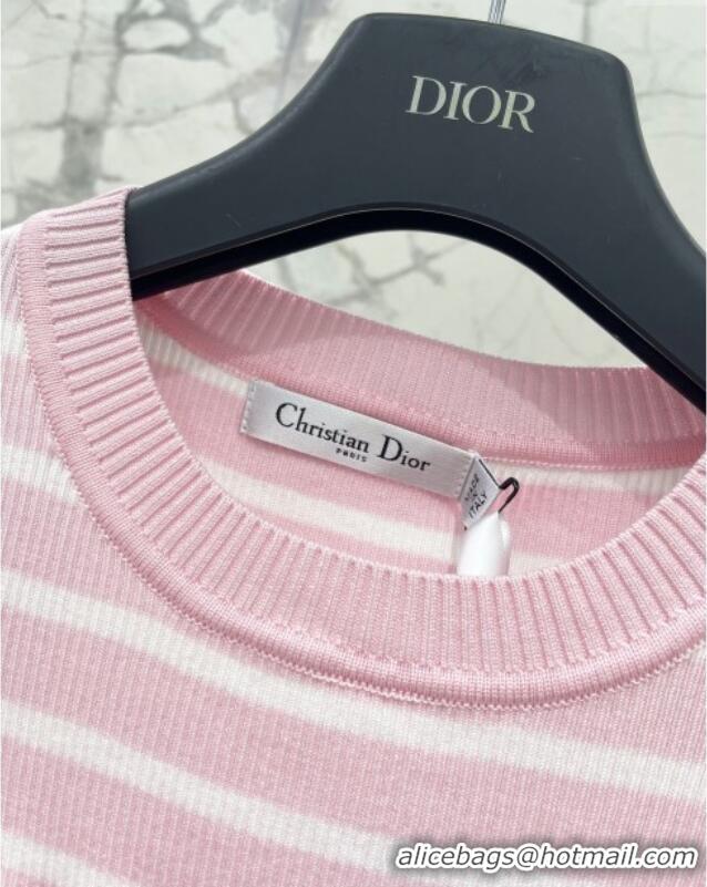 Promotional Dior Knit Short-sleeved Sweater D072415 Pink 2025