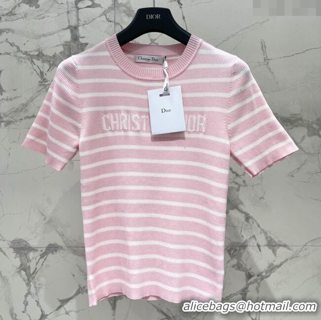 Promotional Dior Knit Short-sleeved Sweater D072415 Pink 2025