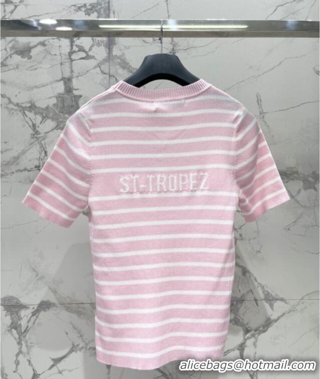 Promotional Dior Knit Short-sleeved Sweater D072415 Pink 2025
