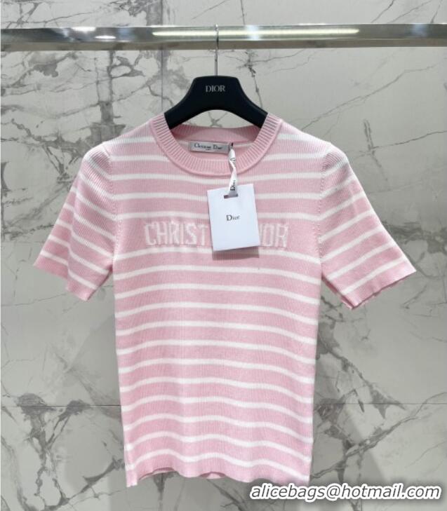 Promotional Dior Knit Short-sleeved Sweater D072415 Pink 2025