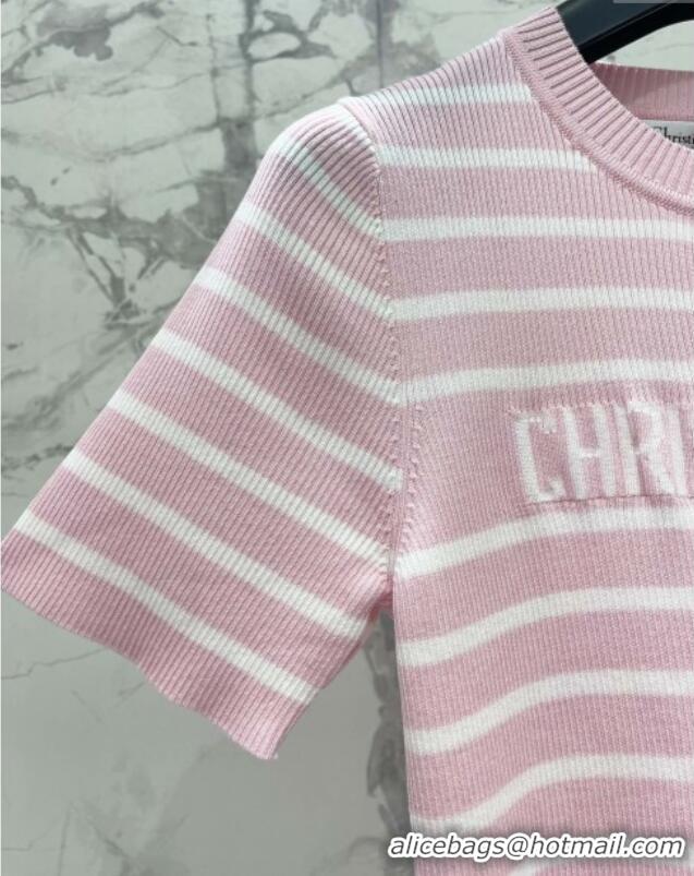 Promotional Dior Knit Short-sleeved Sweater D072415 Pink 2025